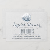 ビーチシンプルサンドドルシルバーブライダルシャワー 招待状 (正面/裏面)