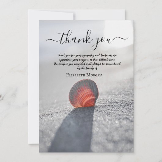 ビーチシンプルシーシェルフォトお祝いのライフ サンキューカード (正面)