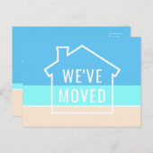 ビーチシンプルハウスモダンニューホームアドレス移動 案内ポストカード (正面/裏面)