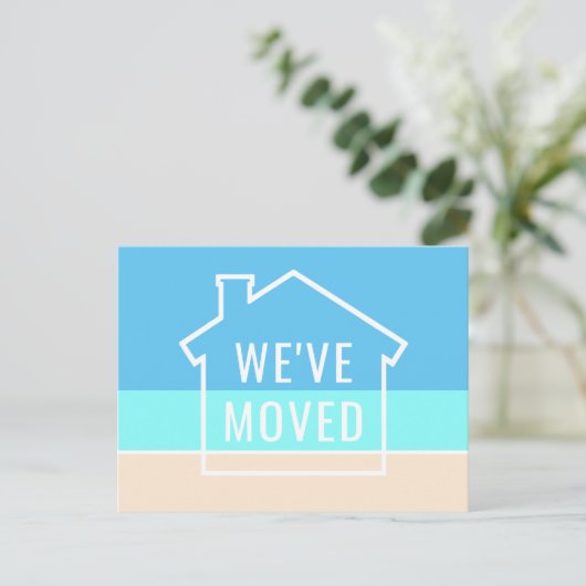 ビーチシンプルハウスモダンニューホームアドレス移動 案内ポストカード (スタンド正面)