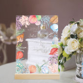 ビーチシンプルブルー海シーシェル結婚ズ アクリル招待状