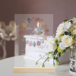 ビーチシンプルブルー海シーシェル結婚ズ アクリル招待状