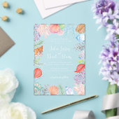 ビーチシンプルブルー海シーシェル結婚ズ アクリル招待状 (インサイチュ (ウェディング))