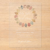 ビーチシンプルブルー海シーシェル結婚ズ アクリル招待状 (正面)