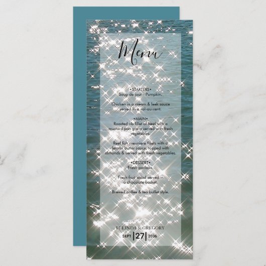 ビーチシーウォーター輝結婚き メニュー (正面/裏面)