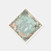 ビーチシーエレガントスターフィッシュ&パールスウィート16パーティー スタンダードカクテルナプキン (角)