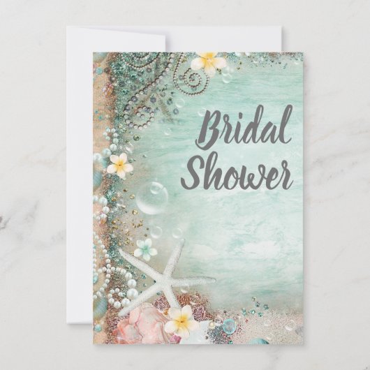 ビーチシーエレガントスターフィッシュ&パールブライダルシャワー 招待状 (裏面)