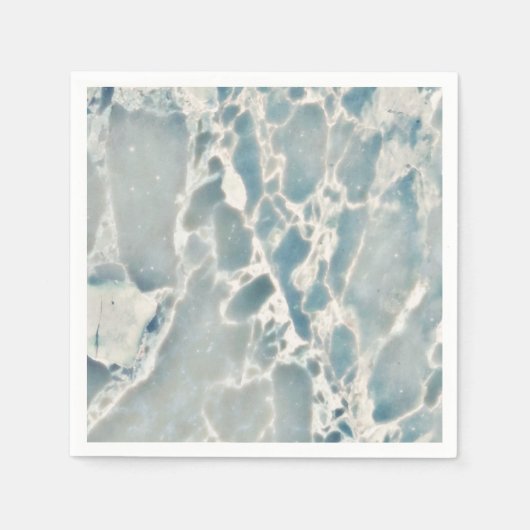 ビーチシーガラス海ブルーティール(緑がかった色)&アクアマーブル スタンダードカクテルナプキン (正面)