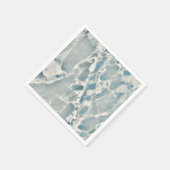 ビーチシーガラス海ブルーティール(緑がかった色)&アクアマーブル スタンダードカクテルナプキン (角)