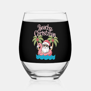 ビーチシークリスマストロピカルバケーションサンタビーチ ステムなしワイングラス