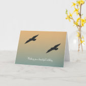 ビーチシーグルスオレンジブルー誕生日 カード (黄色い花)