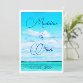 ビーチシーサイドコースト夏の目的地の結婚式 招待状 (スタンド正面)