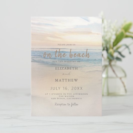 ビーチシーサイドサンセット結婚式招待状 招待状 (スタンド正面)