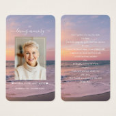 ビーチシーサイド海サンセットフォト葬儀祈りの言葉 (正面&裏面)