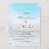 ビーチシーサイド海ビーチをテーマ結婚にした 招待状 (正面/裏面)