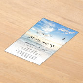 ビーチシーサイド海ライフ葬儀お祝い アクリル招待状 (レイダウン)