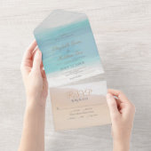 ビーチシーサイド/オーシャンサイドビーチ結婚式 オールインワン招待状 (貼ってはがせる)