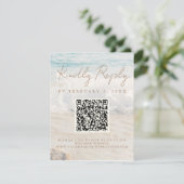ビーチシーサイド/オーシャン結婚サイドのスキャンコードRSVP エンクロージャーカード (スタンド正面)