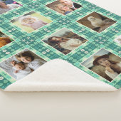 ビーチシーシェフェイクルキルテッドティール（緑がかった色）フォトコラージュ シェルパブランケット (3/4)