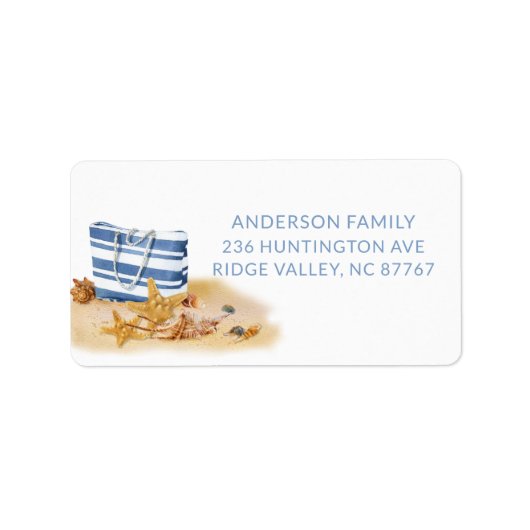 ビーチシーシェルの新しい住所ラベル ラベル (正面)