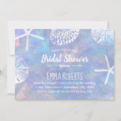 ビーチシーシェルエレガントズ水彩ブライダルシャワー 招待状 (正面)