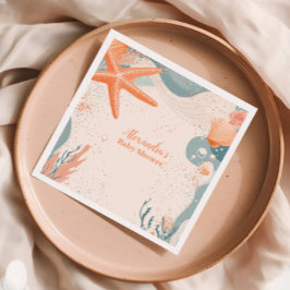 ビーチシーシェルエレガントベビーシャワー スタンダードカクテルナプキン