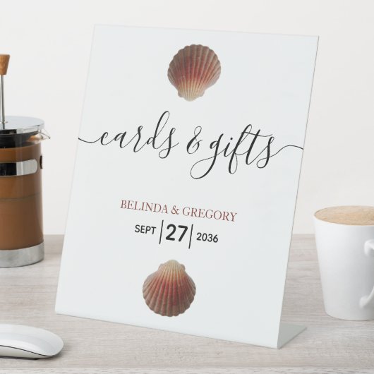 ビーチシーシェルクラムウェディングカード&ギフト 台座サイン (インサイチュ)