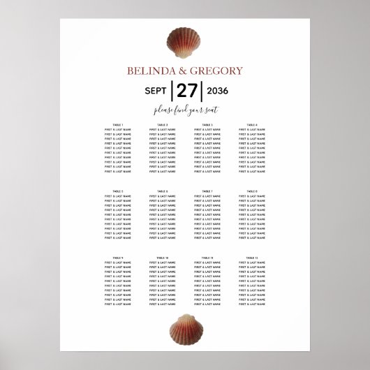 ビーチシーシェルク結婚ラムの座席表 ポスター (正面)