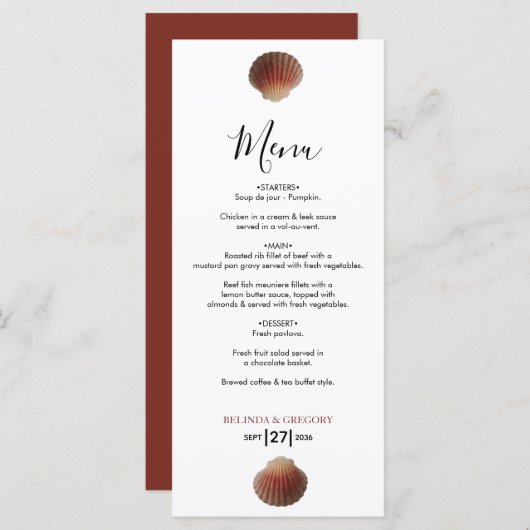 ビーチシーシェルク結婚ラムズ メニュー (正面/裏面)