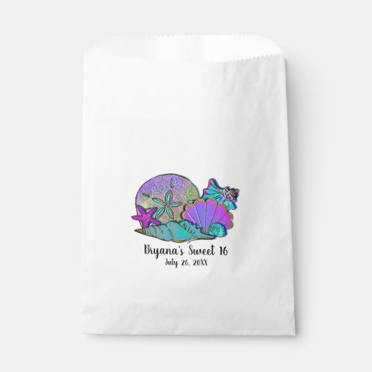 ビーチシーシェルグリッタースパークルバースデーパーティー フェイバーバッグ (正面)