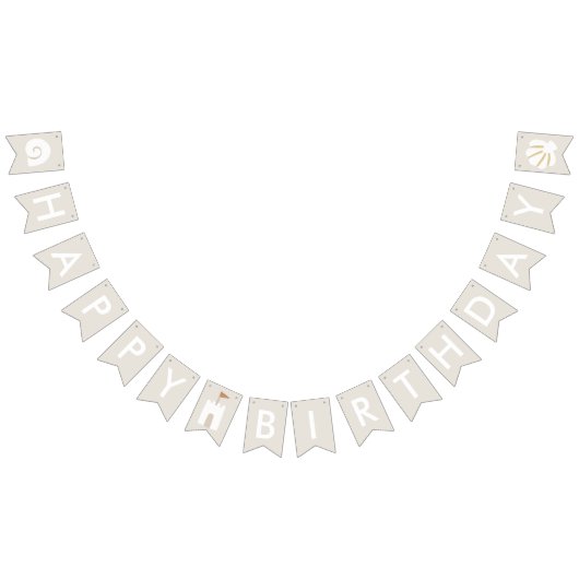 ビーチシーシェルサンドキャッスルヒトデハッピーバースデー バンティングフラッグ (全)