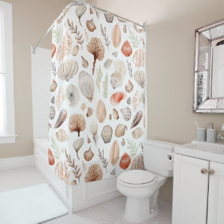 ビーチシーシェルシーサイドコースト シャワーカーテン