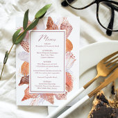 ビーチシーシェルズウォーターカラーコースタルシックフラットメニュー メニュー