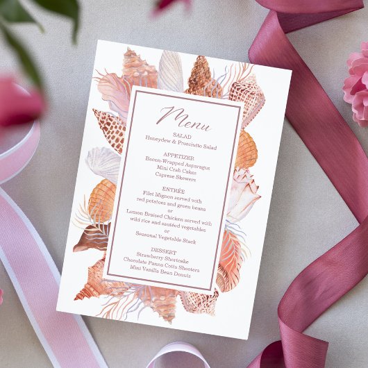 ビーチシーシェルズウォーターカラーコースタルシックフラット メニュー