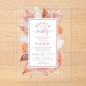 ビーチシーシェルズウォーターカラーコースタルシック結婚ズ アクリル招待状 (正面)