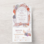 ビーチシーシェルズウォーターカラーコースタルシック結婚ズ オールインワン招待状 (内側)