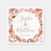 ビーチシーシェルズウォーターカラーコースタルシック結婚ズ スタンダードカクテルナプキン (正面)