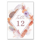 ビーチシーシェルズウォーターカラーコースタルシック結婚ズ テーブルナンバー (裏面)