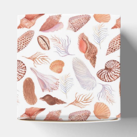 ビーチシーシェルズウォーターカラーコースタルシック結婚ズ フェイバーボックス (上部)