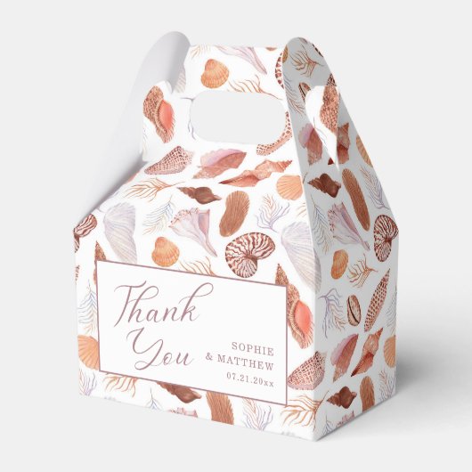 ビーチシーシェルズウォーターカラーコースタルシック結婚ズ フェイバーボックス (正面サイド)