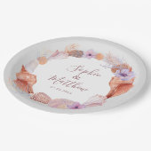 ビーチシーシェルズウォーターカラーコースタルシック結婚ズ ペーパープレート (アングル)