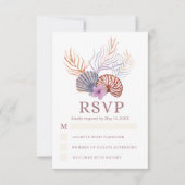 ビーチシーシェルズウォーターカラーコースタルシック結婚ズ 出欠カード (正面)