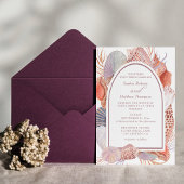 ビーチシーシェルズウォーターカラーコースタルシック結婚ズ 招待状