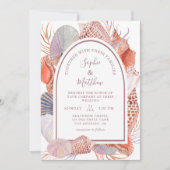 ビーチシーシェルズウォーターカラーコースタルシック結婚ズ 招待状 (正面)