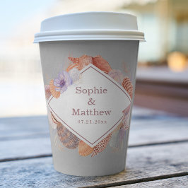 ビーチシーシェルズウォーターカラーコースタルシック結婚ズ 紙コップ