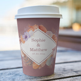 ビーチシーシェルズウォーターカラーコースタルシック結婚ズ 紙コップ