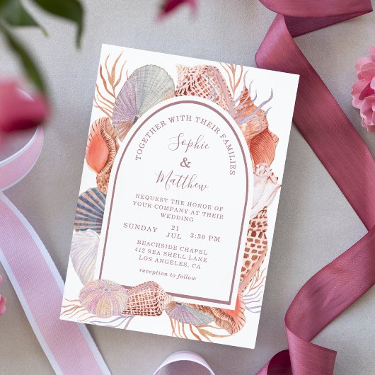 ビーチシーシェルズウォーターカラーコースタルシック