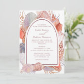 ビーチシーシェルズウォーターカラーコースタルシッ結婚チズイン 招待状 (スタンド正面)