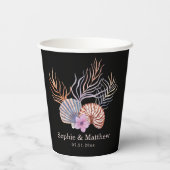 ビーチシーシェルズウォーターカラーコースタルシ結婚ックのPa 紙コップ (裏面)