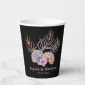 ビーチシーシェルズウォーターカラーコースタルシ結婚ックのPa 紙コップ (正面)